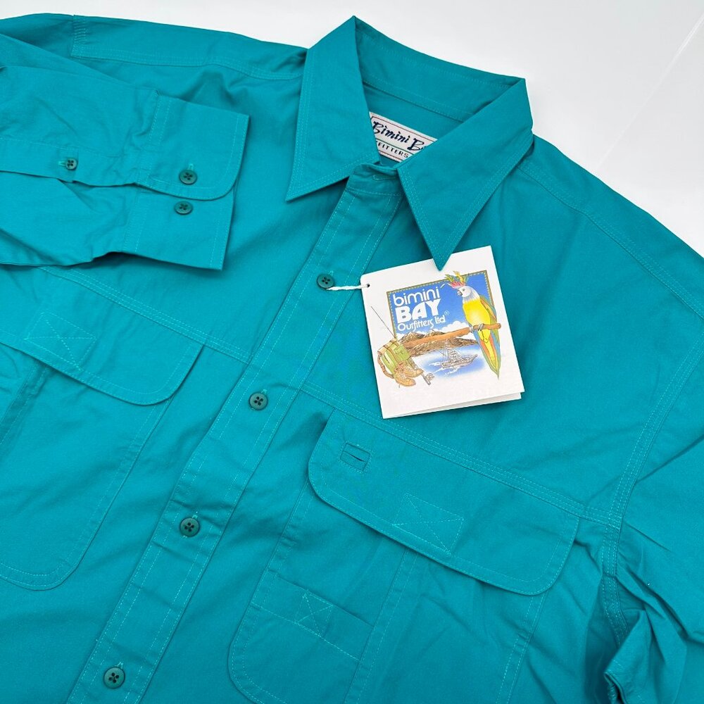 Bimini Bay Men's Big Game Poplin Long Sleeve Fishing Shirt, Size Medium, Parrotโ